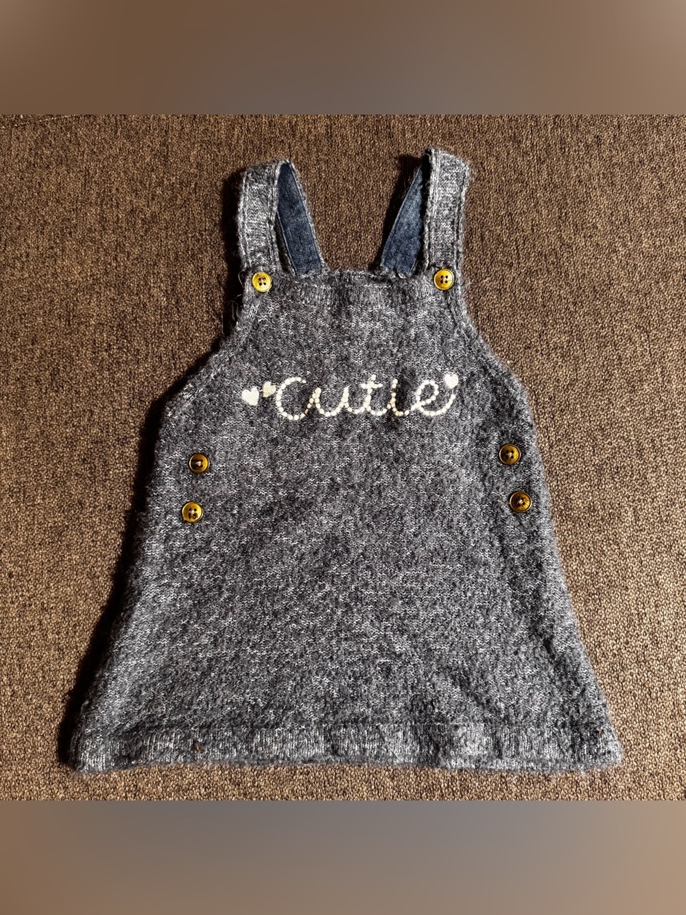 Young Dimension Heather Blue Knit Pinafore Dress Wool Blend Baby Girl 18-24M